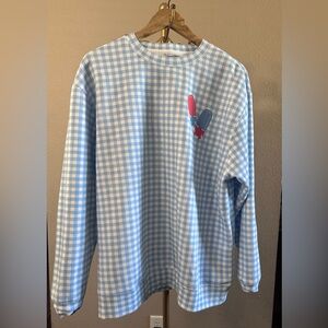 Living Fully Co. Popsicle Sweatshirt in Blue Gingham Size Large